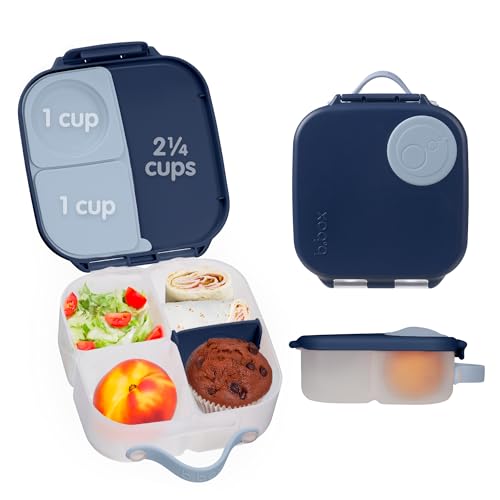 Image of b.box Mini Lunch Box - 4.25 Cup Leak Proof Bento Box for Kids Ages 3+ - 3 Compartment Snack Containers, School Lunch Container, Dishwasher Safe, BPA-Free, PFAS-Free - Midnight
