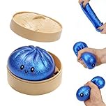 Shixiuminy 2026 New Glitter Dumpling, Giant Dumpling Squishy, Jumbo Squishy Toy with Steamer Box, Cute Anxiety Relief Fidget Toy, Soft Squeeze Decompression Dough for Adults Teens (blue)