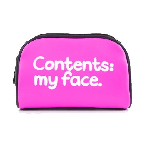 "Contents My Face" Pink Cosmetic Make Up Bag