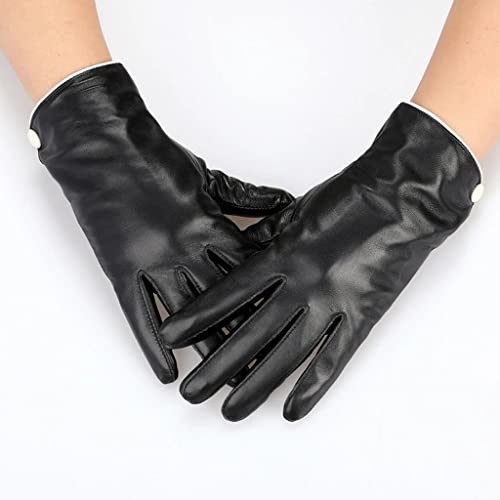 Guantes de cuero para mujer con agarre antideslizante para conducción segura en invierno
