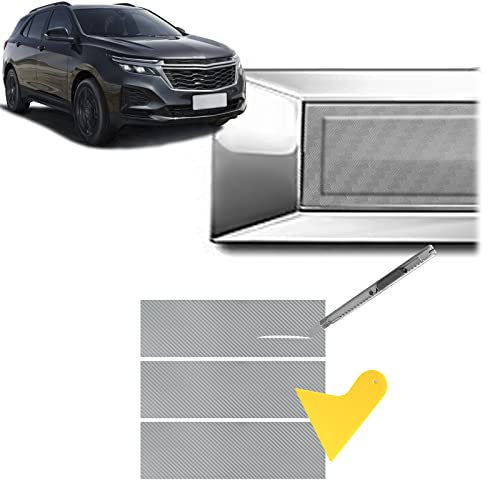 Image of QianBao Compatible with Carbon Fiber Vinyl Wrap 11.8 inch x 4 inch Chevy Bowtie Emblem Wrap Kit with Spatula and Cutter 3 Pcs Universal Logo Overlay Silver