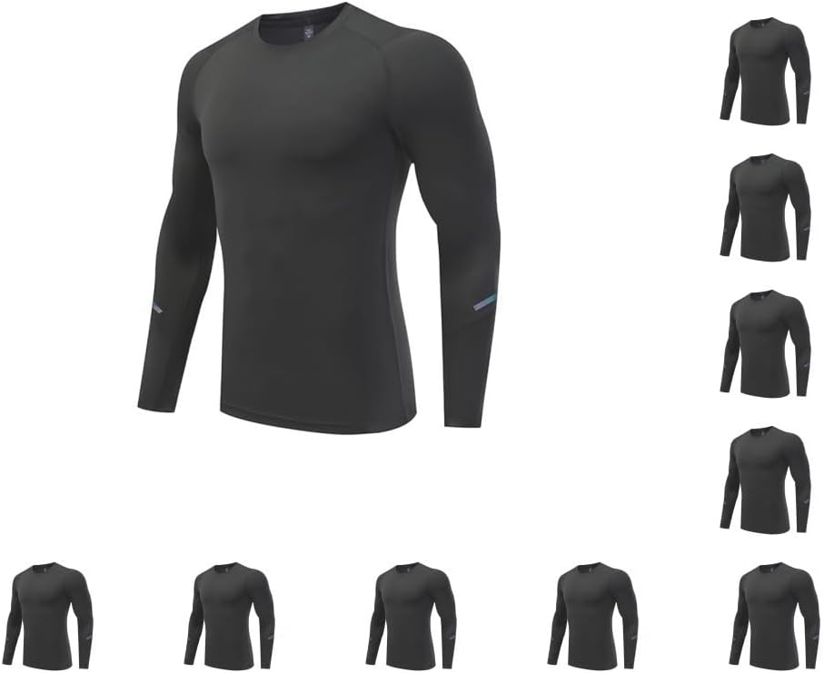 [Paowsietiviity] 10のセット熱下着弾性タイツ男性バスケットボールスウェットスーツ長袖圧縮服スポーツウェアトレーニン