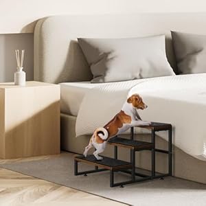   Dog-Stairs-for-Small-Dogs-Pet-Steps-with-3-Tier-3-Steps-Dog-Stairs-for-Small-Dogs-to-High-Bed-and-Couch-Sofa-Non-Slip-Pet-Stairs-for-Small-Dogs-Older-or-Injured-Pet-Brown
