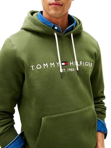 Image of Tommy Hilfiger Men's Medium Weight Fleece Hoodie Sweatshirt With Embroidered Logo, Also Available in Big & Tall