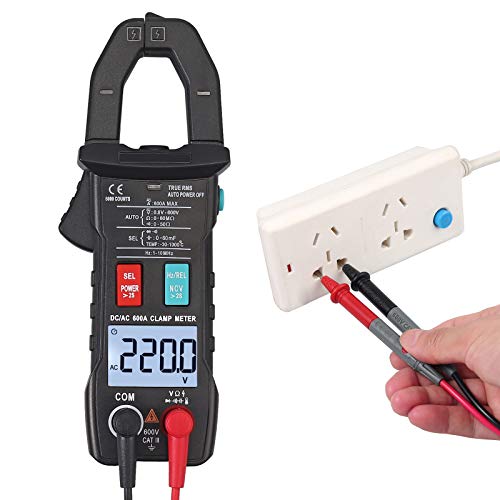 Camway Digital Clamp Meter Trms Auto Amp Meter 6000Counts Multimeter With Flashlight, Ac/Dc Current Voltage Continuity Diode Resistance Capacitance Ncv Temperature Frequency Null/Fire Wire Tester #TOP4