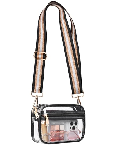 Clear Crossbody Bag Stadium Approved, Small Clear Purse for Women Stadium Crossbody for Events Sports Outfits (A3)