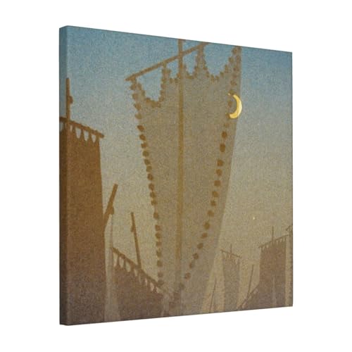 絵画 フレーム装飾画 アンリリウィエール 時の魔術 上弦の月 キャンバスアート アートパネル 壁画 壁掛け 絵 モダンアート 版画 壁飾り 世界の名画 ポスター 40x40cm