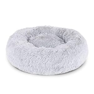 lionto-Hundebett-rund-Hundekissen-Hundesofa-Katzenbett-Donut-S-40-cm-O-Hellgrau