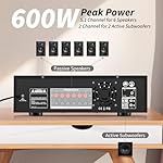 AV-735A 600W 5.1 Channel Home Theater Stereo Receiver,Wireless Home Audio Amplifier System,Digital Stereo Receiver/Amp System w/ 3 Mic in Echo/BT/USB/SD/RCA/LED/Opt/Coax for Home/Studio - Image 3