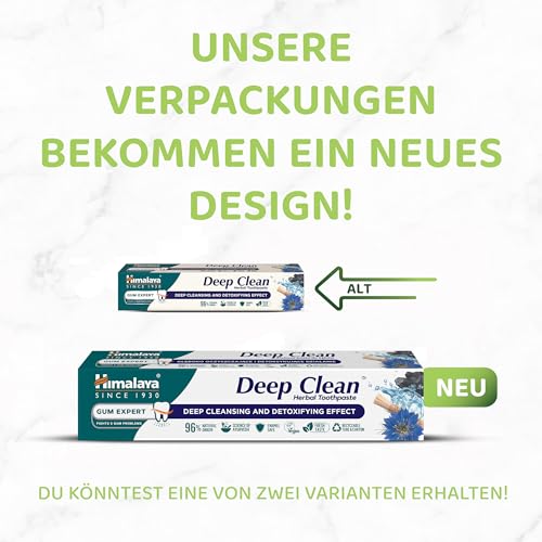 Himalaya Deep Clean Herbal Toothpaste 75ml | Ohne Fluorid, Gesunde Zähne & Zahnfleisch, Papaya & Ananas-Enzyme für Zahnaufhellung, Tiefenreinigung und Frische, Ayurvedische Zahnpasta