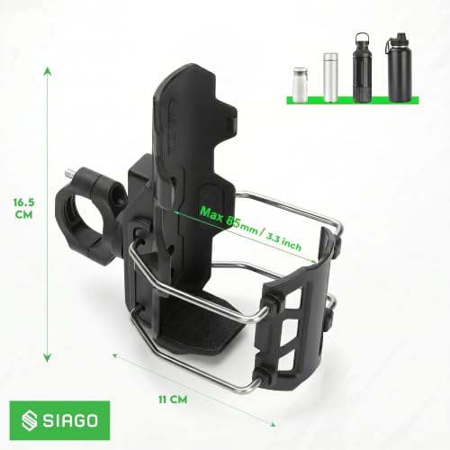 Image of SIAGO Bike Cup Holder for Handlebar - Adjustable Bicycle Water Bottle Holder | Universal Drink Holder for Bike SIA471
