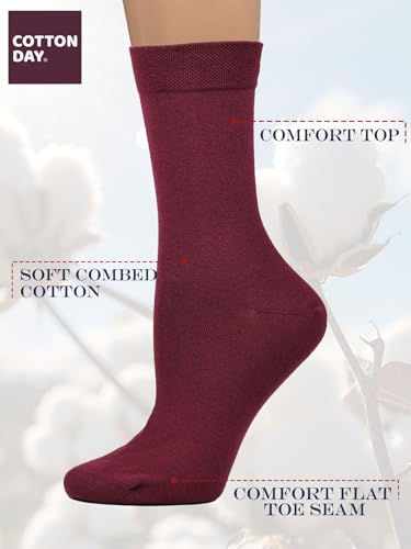 Image of COTTON DAY Women's Soft Combed Cotton Socks Seamless Toe Black White Navy