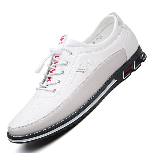 Men's Leather Hand Stitched Casual Oxfords Shoes Adjustable Elastic Buckle Slip-on Soft Bottom Driving Working Walking Shoes Plus Size 6-16