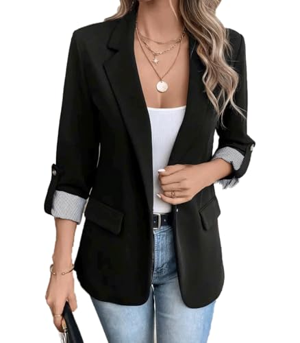 INVACHI Casual Business Blazer for Women Notch Lapel One Button Slim Fit Office Work Suit Jacket