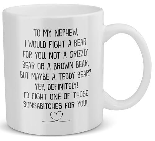 22Feels I Would Fight A Bear For You Mug Nephew Gift Boys Men Coffee Cup Teen Birthday Christmas Quinciero Graduation Holy Communion Present Idea (11oz) 22Feels I Would Fight A Bear For You Mug Nephew Gift Boys Men Coffee Cup Teen Birthday Christmas Quinciero Graduation Holy Communion Present Idea (11oz)