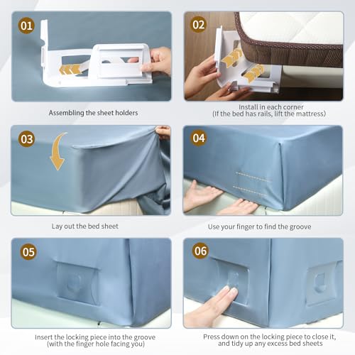 OEH Sheet Holders, Bed Sheet Holders for Corners, Fitted Sheet Holder Keep Sheets Firm & Tight, 4Pcs Heavy Duty Bed Sheet Clips, Bed Sheet Grippers, Universal Lock Sheets Holders for All Mattress by OEH - Image 7