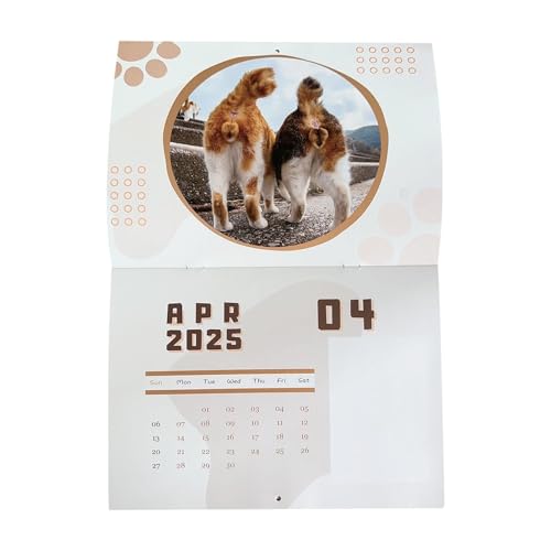 Shurzzesj Calendario de pared divertido 2025, calendario de nalgas de gato,Páginas mensuales 2025 Calendario de diseño de gato | Calendario divertido de chat con impresión de alta gama para Gag
