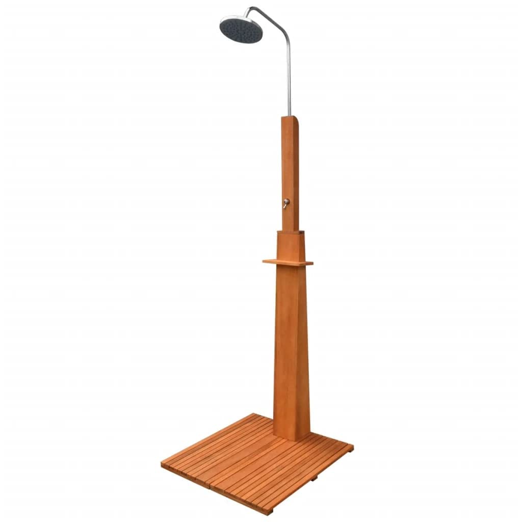 vidaXL Ducha al aire libre de madera de eucalipto y acero solar de pie junto a la piscina