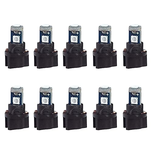 Image of 10-Pack Blue T5 2721 37 74 Wedge Led Bulb PC74 Twist Sockets Replacement Dash Dashboard Lights Instrument Panel Cluster LEDS Lamps