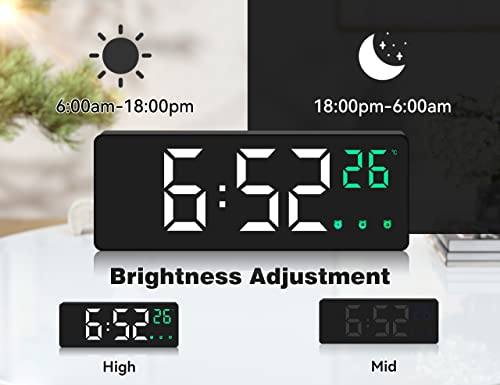 Triangle Plum Digital Alarm Clock Large Led Display With 3 Alarm Settings, Real-Time Temperature,12/24H,Snooze,Adjustable Brightness For Bedrooms Desk Heavy Sleepers Adults #TOP4