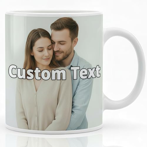 HALLROCK Taza personalizada con foto y texto, taza de cerámica personalizada, apta para microondas, personalizable, regalo para el Día de la Madre o cumpleaños