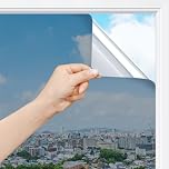 rabbitgoo Film Fenetre Anti Regard Miroir, Film Miroir pour Fenetre sans Tain, Brise Vue Vitre Adhesif Anti Chaleur Anti UV, Filtre Occultant Fenêtre Protection de Soleil, 90x400cm, Argenté