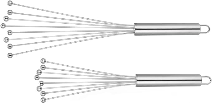 Stainless Steel Whisk Set of 2, 12 Inch and 10 Inch Set for Cooking, Mixing, Beating, Stirring - Image 4