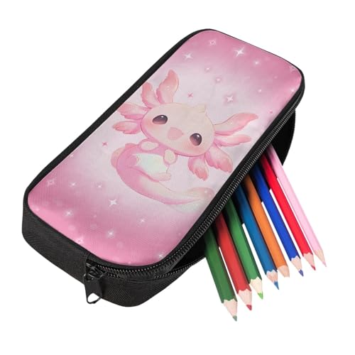 Pink Axolotl Print Kids School Book Bag Sets, Backpack with Lunch Box Pen Case 3 Packs for Girls Boys Toddler4