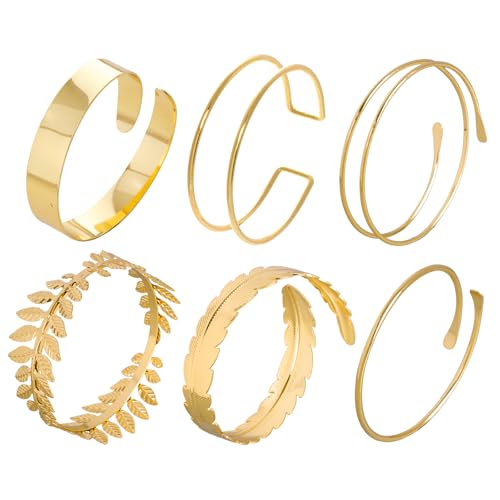 choyaxo 6Pcs Upper Arm Cuff Jewelry Gold Adjustable Cuff Bracelet for Women