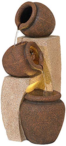 Cascading Jugs 30" High Large Rustic Indoor Outdoor Decor Faux Stone Floor Fountain with Light LED Standing Waterfall Tiered Water Feature for Outside Garden Patio Yard Backyard - John Timberland - Image 5
