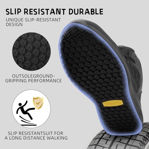 Non Slip Work Boots for Men Shoes Slip on Waterproof Slip Resistant Boots Kitchen Chef Restaurant Walking Sneakers Comfortable Food Service Working Footwear Leather4