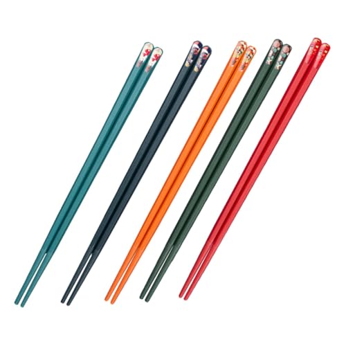 HIAKDOFT 5組 和風合箸 ノンスリップデザイン 初心者向け 家族用多様デザイン 文化愛好者に