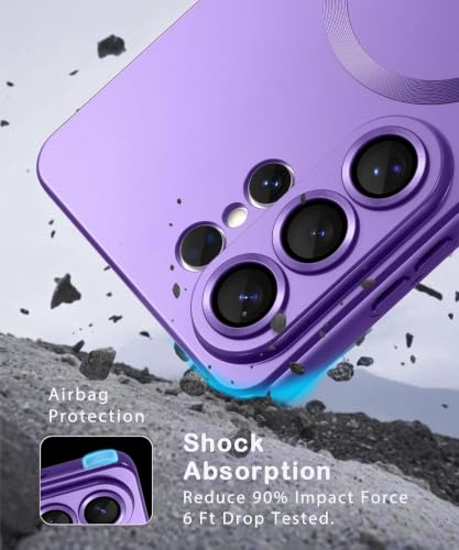Image of DIZORO Samsung S26 Ultra Case, Compatible with Mag Safe Back Cover, Matte Luxury Metallic Luster Flexible TPU Wireless Charging Shockproof Case with Camera Protector (Metallic Violet)