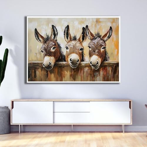 Toile âne mignon affiche animal rigolo décoration murale salon TONGYINLI 30x40
