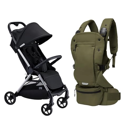 Colugo The One Stroller (Black) & Baby Carrier (Olive) Bundle – Lightweight Easy Fold Stroller & Adjustable Baby Carrier for Newborns to Toddlers
