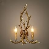 19.6"Antler Wall Sconce,Christmas Decor Resin Deer Lamp Fixture Vintage Deer Horn New Year Lighting