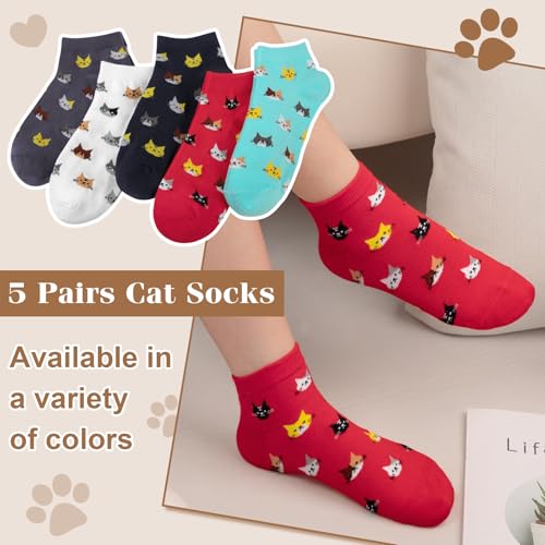 Justay 5 Pairs Womens Cat Socks Novelty Funny Cotton Socks Cute Cat Claw Socks Animal Ankle Socks Gifts For Women thumb #2