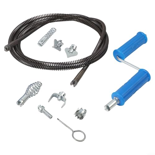 Gdfnmogo Pipe Cleaning Spiral, Lasting Steel Construction, 3 M Length, 12 Mm Diameter, Flexible Design, Versatile Cutting Heads(B)