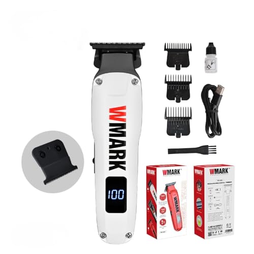 Image of WMARK NG-1205 Rechargeable Detail Trimmer, 9CR18 Stainless Steel Blade, 7000RPM Motor, 1200mAh Battery, USB-C Charging, Professional Cordless Trimmer runtime 180 min White