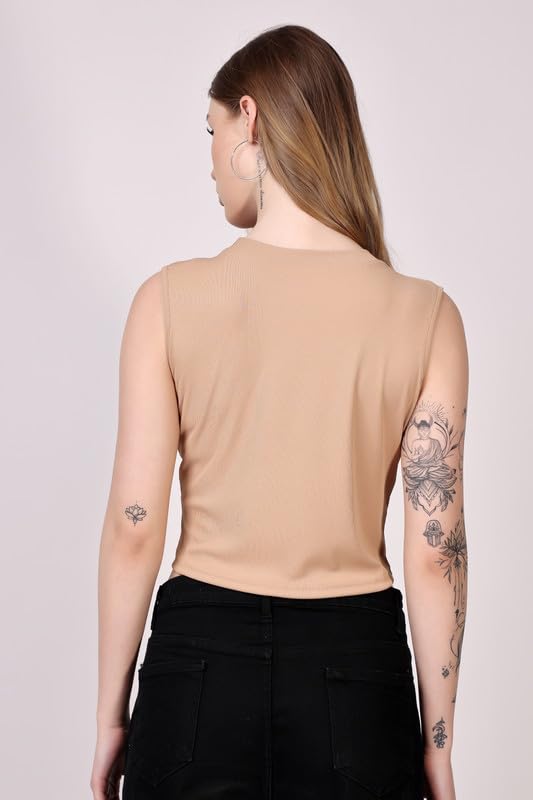 Image of London Hills Women's & Girls' Solid Crop Tank Top || Slim fit Tank top || Stretchable Crop top || Rib Tops for Women || Women Ribbed Tops || Women's & Girls' Solid Ribbed Slim Fit Crop Tank Top