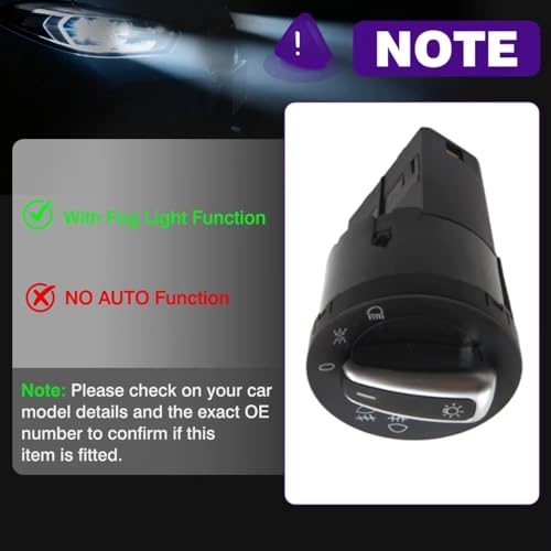 Botón del faro 3BD941531 compatible con VW Passat B5 y Beetle 6