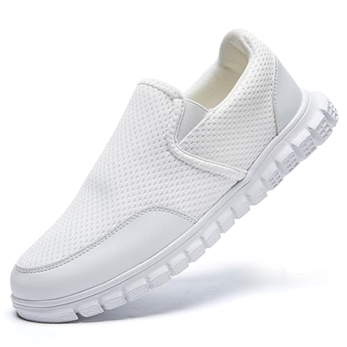 Mens Loafers Walking Casual Slip On Shoes Comfortable Lightweight Boat Shoes Fashion Classcial Sneakers White US 9.5