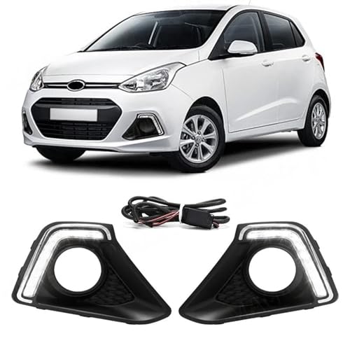 HYZRWXKQL LED Fog Lamp Assembly Compatible With Hyundai I10 GRAND 2014-2016 DRL Daytime Running Lights Signal Lamp Assembly