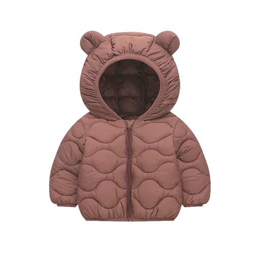 Generisch Abrigo de invierno para niños pequeños con orejas de oso acogedoras, chaqueta suave y cálida para exteriores para niños y niñas, café, 12-18 meses