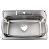 Gourmetier GKTS3322901 33'x22'x9' Self-Rimming Single Bowl Kitchen Sink (1 Hole), Brushed