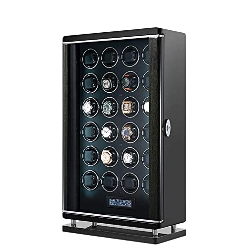 24 Watch Winder Automatic LCD with Touch Panel Fingerprint Unlock with Remote Control Quiet Motors Built-in LED Illuminated 6 Rotation Mode Storage Box for Winding