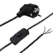 Produktbild 2m Zuleitung Schwarz mit Schutzkontakt-Stecker u. Schnurzwischenschalter | Anschlusskabel Netzkabel Schlauchleitung 3x0,75qmm 250V mit Winkelstecker und Schalter AN/AUS