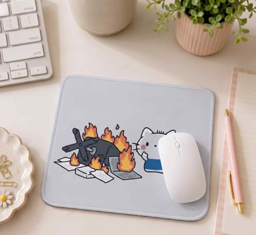Image of Mouse Pad for Laptop & Desktop | 9x7 Inch Anti-Fray Stitched Edges | Non-Slip Rubber Base | Desk Setup Accessory for Students, Gamers & Professionals (Angry Kitty)