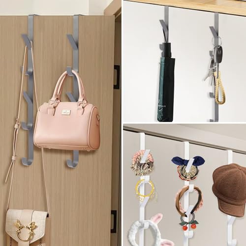 Türgarderobe, 4 Stück x 5 Haken, Edelstahl Türhakenleiste zum Einhängen universell vertikaler Türhaken, Handtuchhalter über der Tür, Edelstahl für Kleidung, Handtücher, Bademäntel, platzsparend