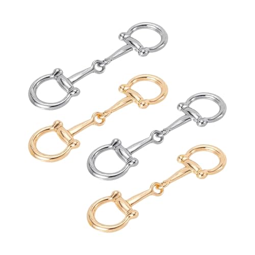 zuylikxy 4pcs Horse Bit Buckle, Double Silk Scarf Ring, D-Ring Snaffle Bit Connectors for Women's DIY Jewelry, Loafers and Shoe Decor (Sliver, Gold)